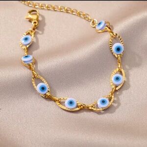Blue eye Gold Evil Eye Stainless Steel Bracelet ✨